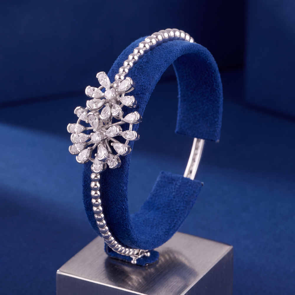 18K White Gold Diamond Celestial Bloom Bracelet - Image 2