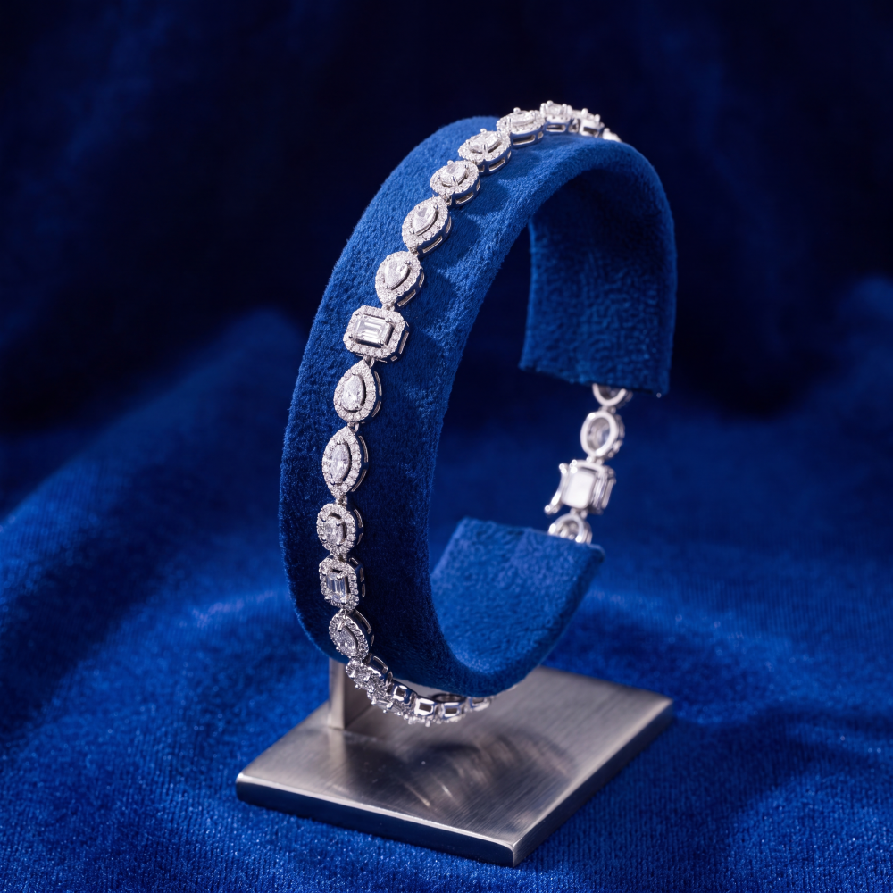 The Signature Multi-Shape Diamond Tennis Bracelet – 18K White Gold - Image 2