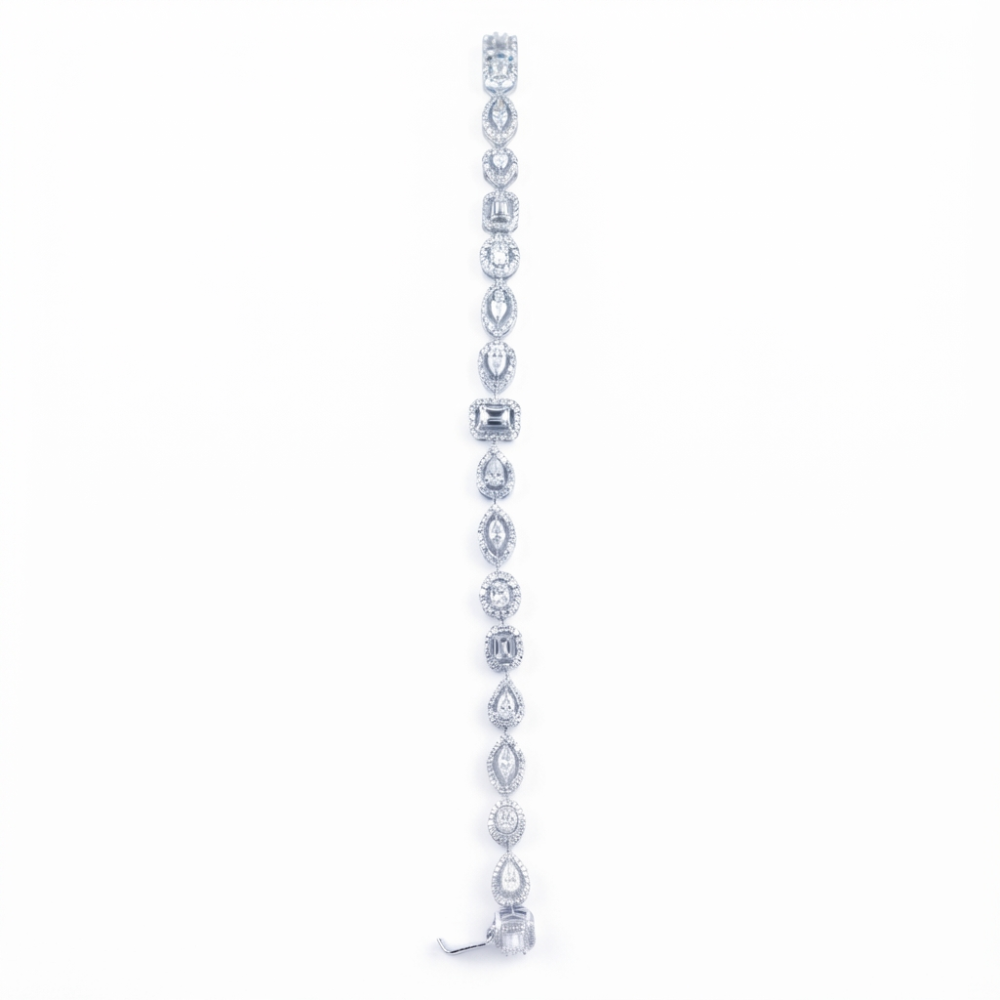 The Signature Multi-Shape Diamond Tennis Bracelet – 18K White Gold