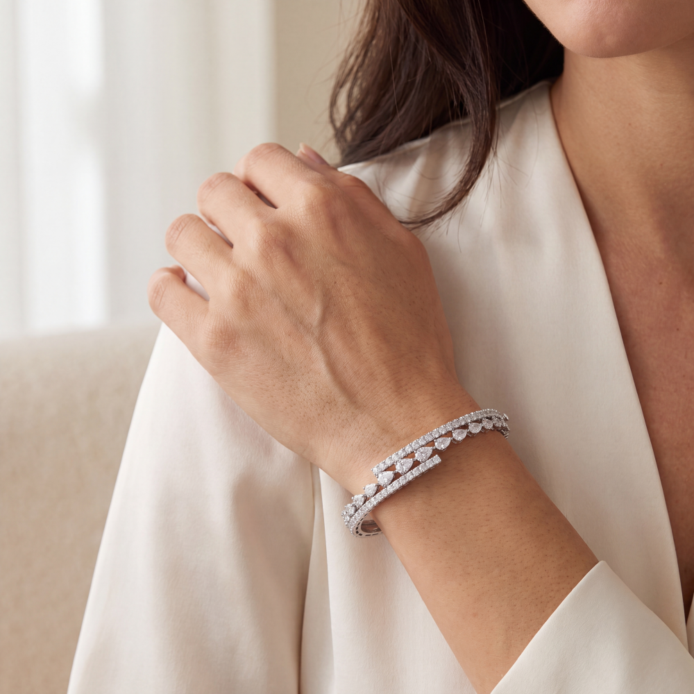 18K White Gold Diamond Infinity Grace Bracelet - Image 4