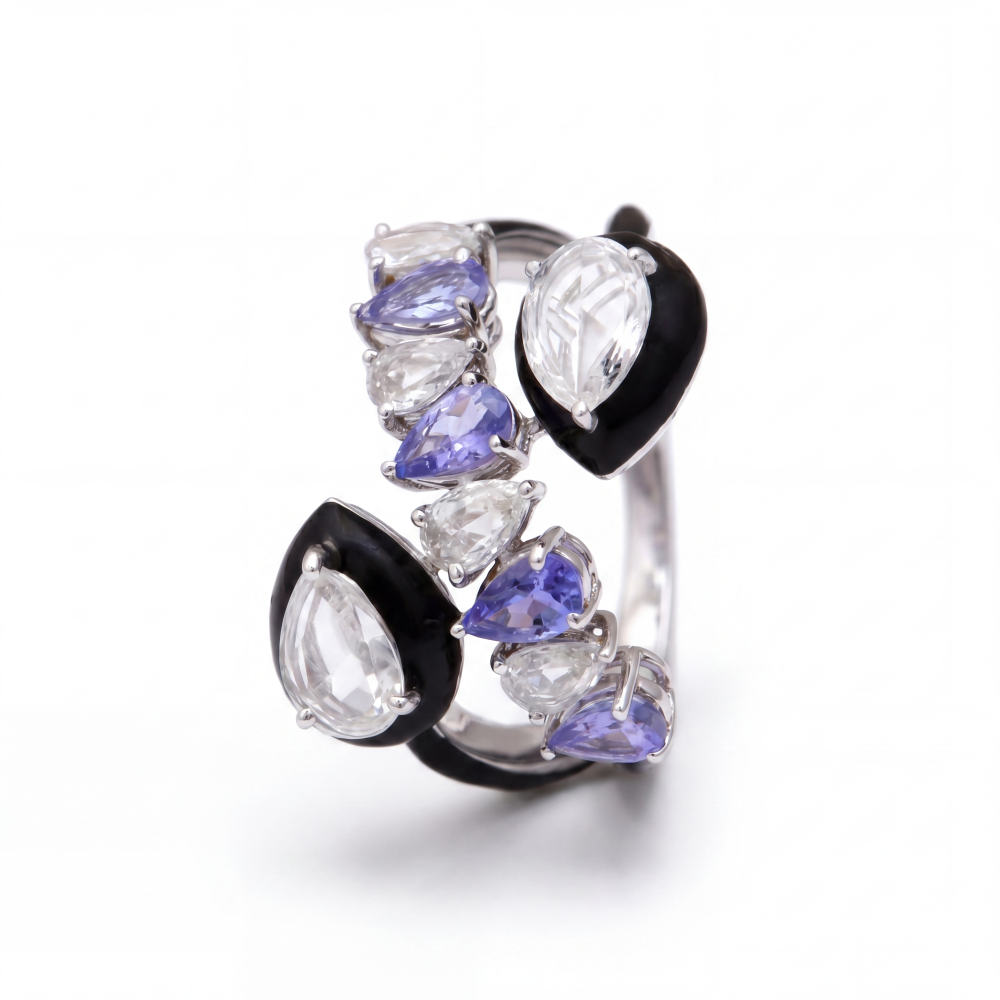 Midnight Blossom Designer Diamond Ring