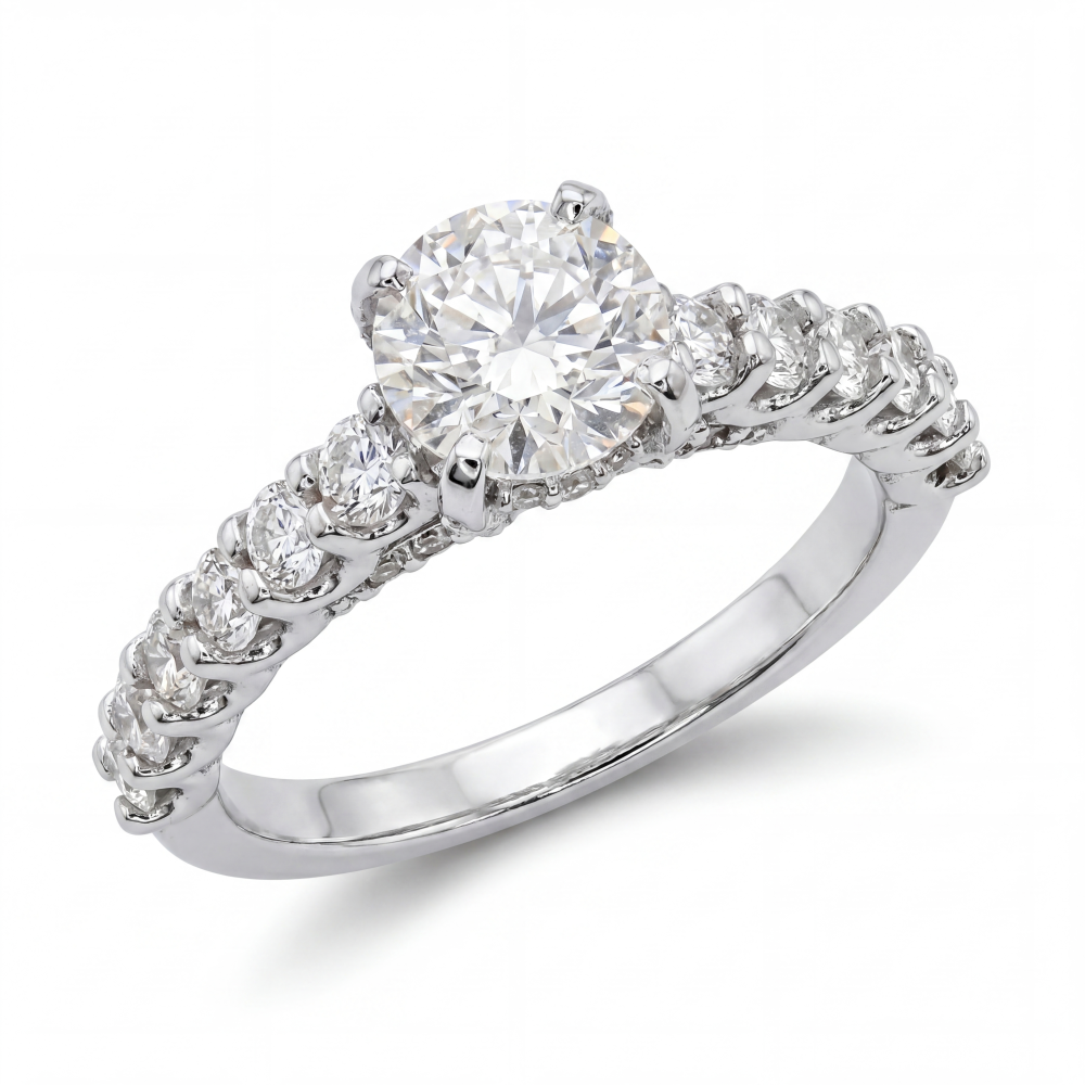18K Gold Round Brilliant Solitaire Diamond Ring