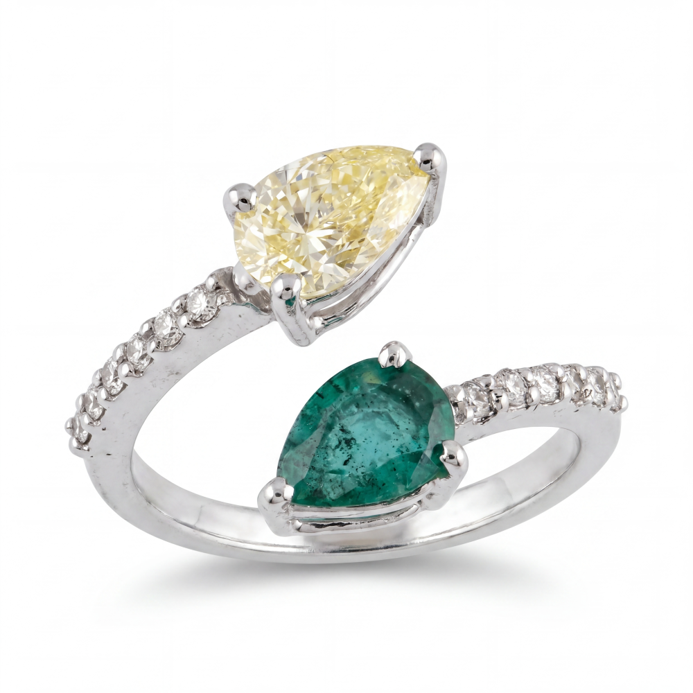 Emerald & Canary Diamond Ring