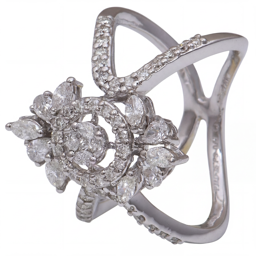 18K White Gold Diamond Floral Symphony Ring