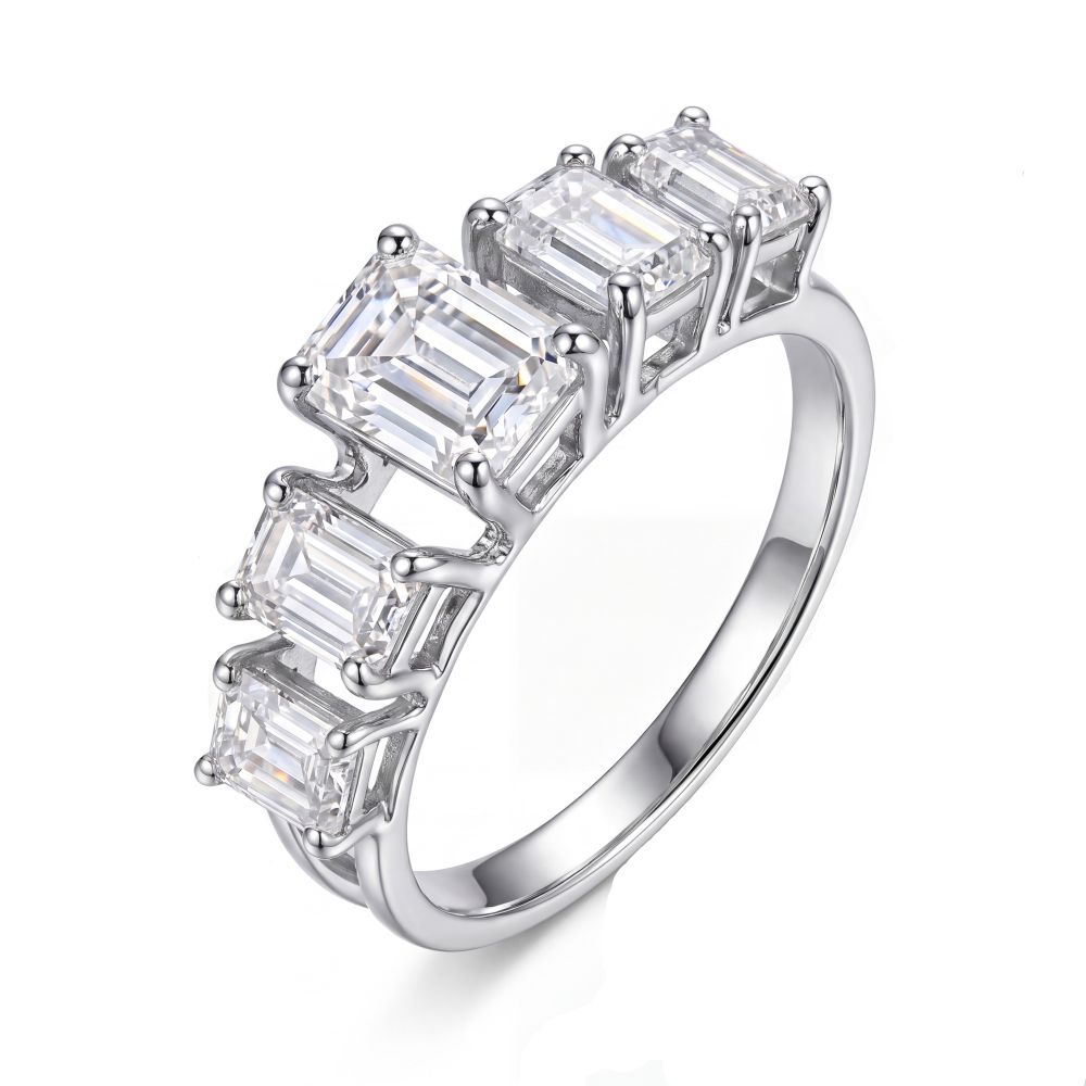 18K White Gold Emerald-Cut Diamond Ring | Luxury Designer Statement Ring