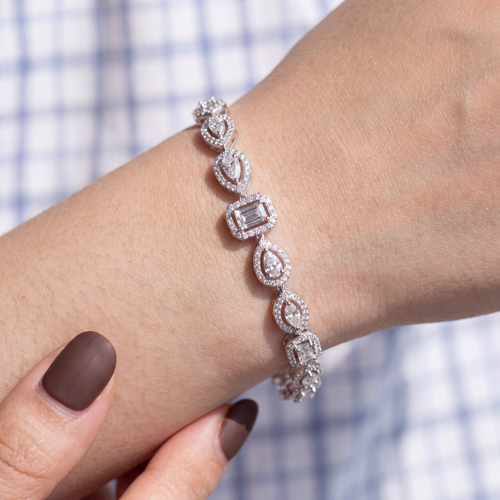 The Signature Multi-Shape Diamond Tennis Bracelet – 18K White Gold - Image 3